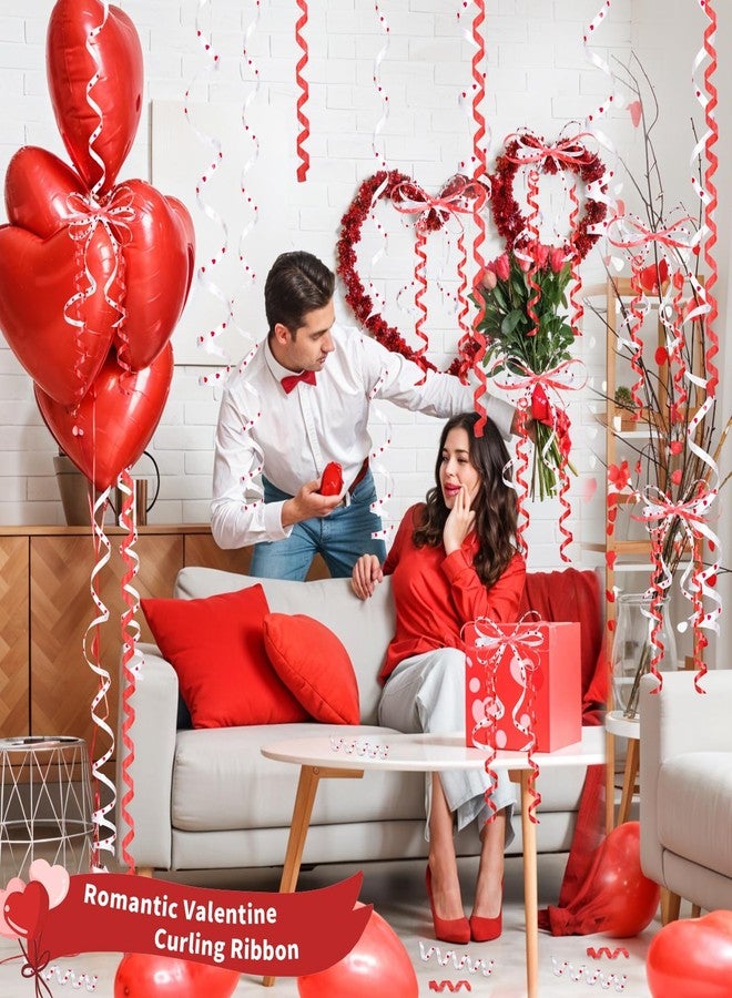 woric 600 Yards Valentine Ribbon 1/5 Inch Heart Curling Ribbon 2 Rolls 300 Yard Per Roll White Red Balloon String Ribbons for Gift Wrapping Birthday Party Valentine's Day Decorations - Image 5